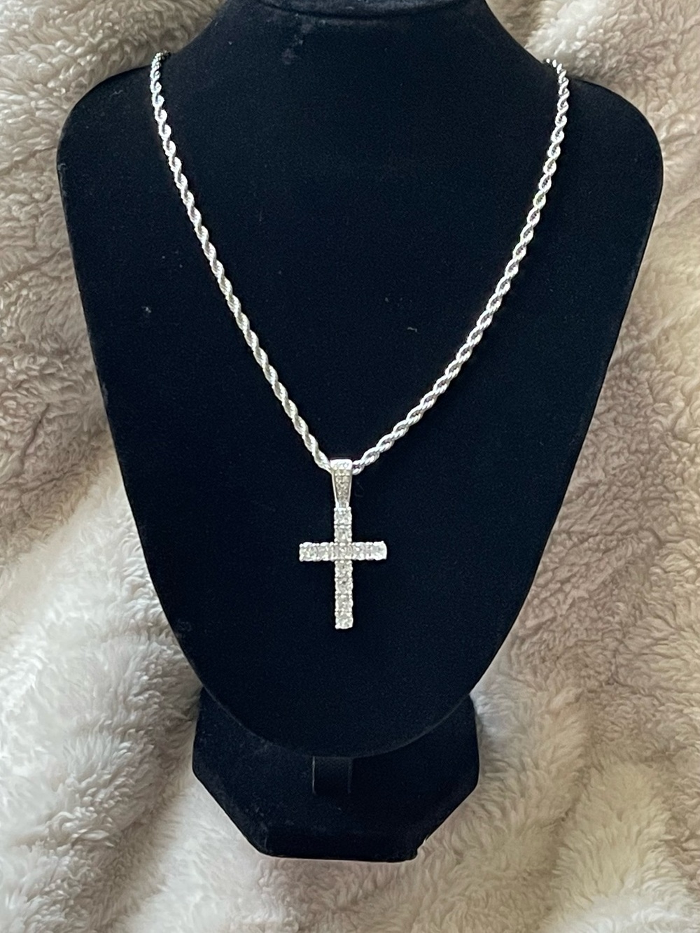 Silver Crystal Cross Pendant Necklace - Women's Jewelry
